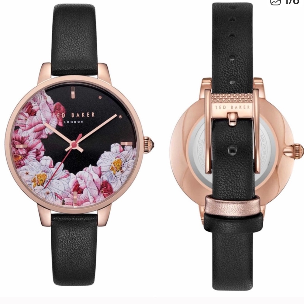 Ted Baker Rose Gold and Black Floral Women's Watch. Box included.- NWT!!